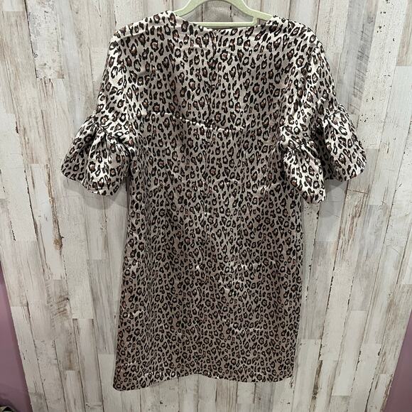 Banana Republic Leopard Animal Print Flutter Sleeve Sheath Dress Womens Size 6 - Picture 8 of 9